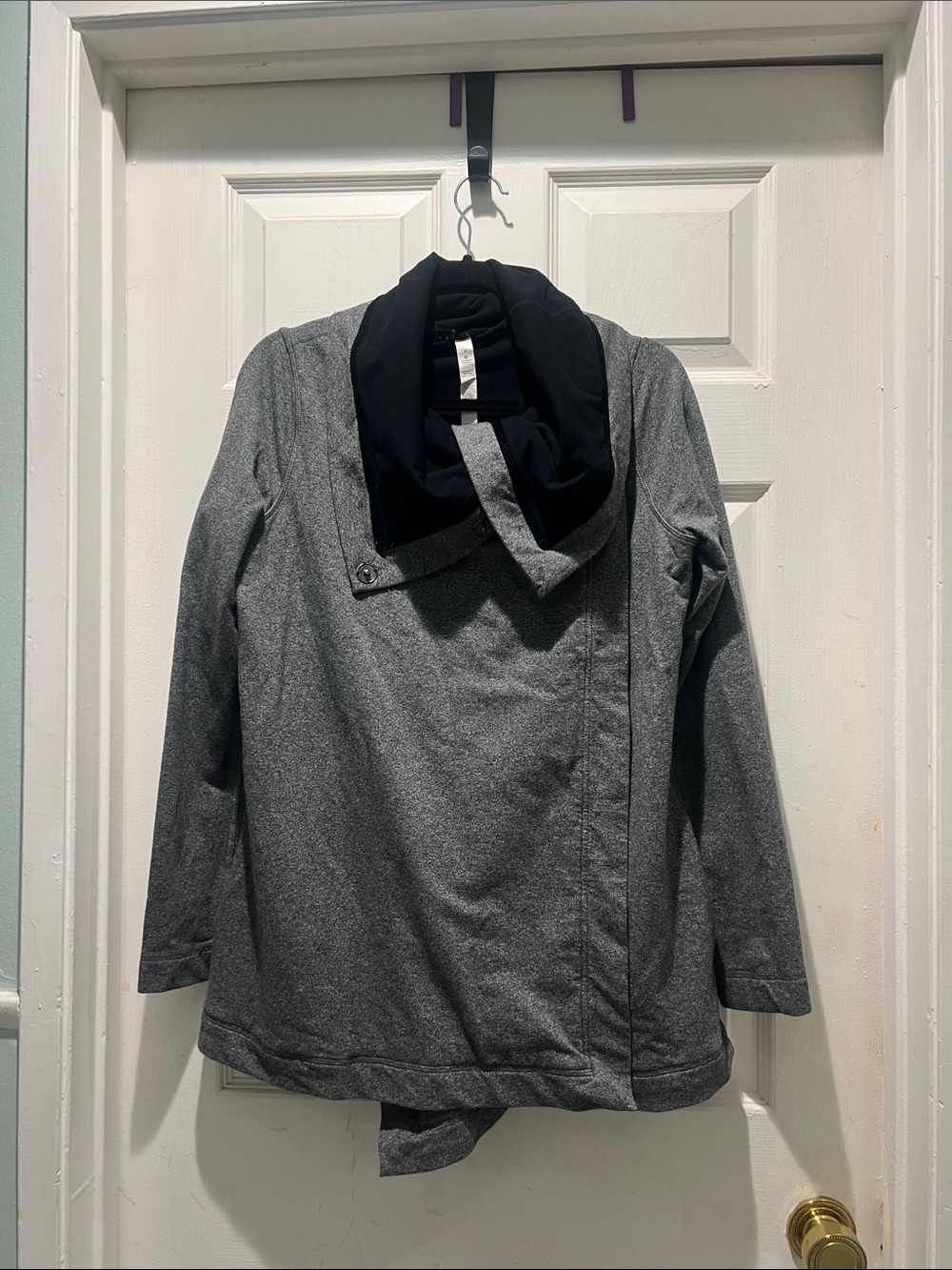 lululemon athletica Grey Wrap Blazer Coat with Black Collar